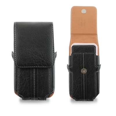 Custom Belt Clip Black Phone Case Universal PU Leather Mobile Pouch Leather  Phone Bags for iPhone