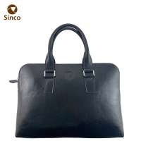 Custom design style genuine cowhide  leather business bag waterproof   laptop bag with metal zipper