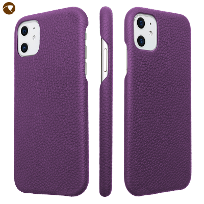 Handmade  Luxury  Pebbled Genuine Cowhide Leather Phone Cover Fashion Shockproof Phone Case for Iphone 11 pro