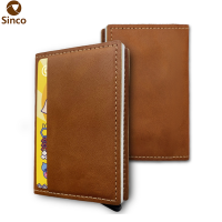 Flip Style Leather Business Card Holder Premium Thin Leather Card Pockets Wallet Case