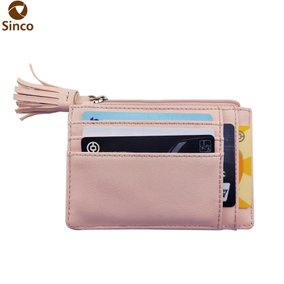 Ultra Thin Credit Card Holders Pocket Genuine Top Layer Cow Leather ID Card Case with Zipper Business Card Carrier