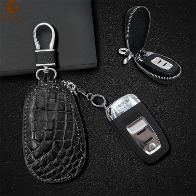 Car key holder Real Crocodile leather Universal Retro Car Key  Case Holder Zipper Cover Bag Luxury