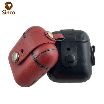 OEM Custom Shockproof Charging Protective Accessory Luxury Genuine Leather Earphone Cover Case for Apple Airpods